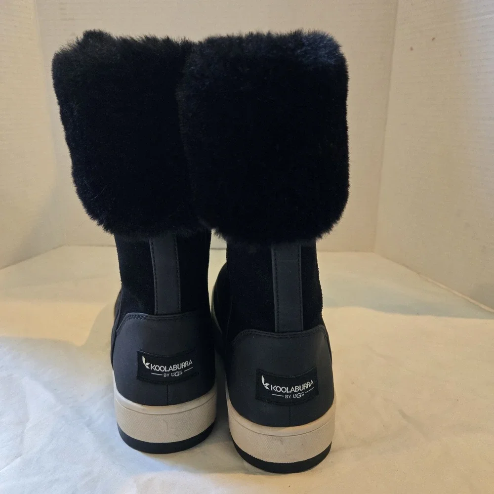 Koolaburra UGG Women's Tynlee Suede Fur Boots Black & White Sz 6‎ EUC 1105889